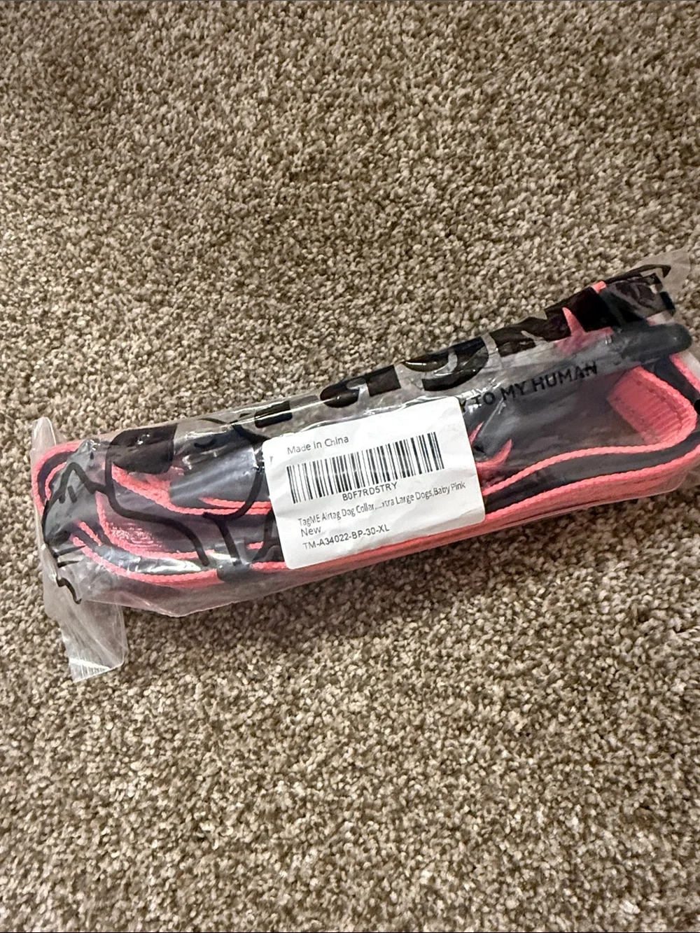Reflective Hot Pink Dog Collar with AirTag holder